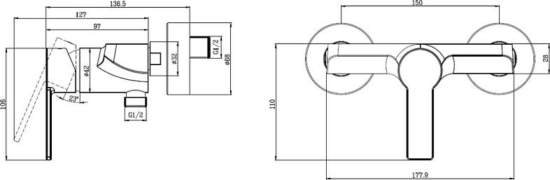 Смеситель для душа Villeroy & Boch ARCHITECTURA TVS10300100061