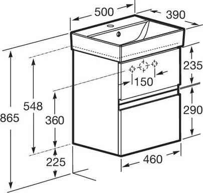 Тумба с раковиной Roca Oleta 50 ZRU9307568 + смеситель, белый матовый