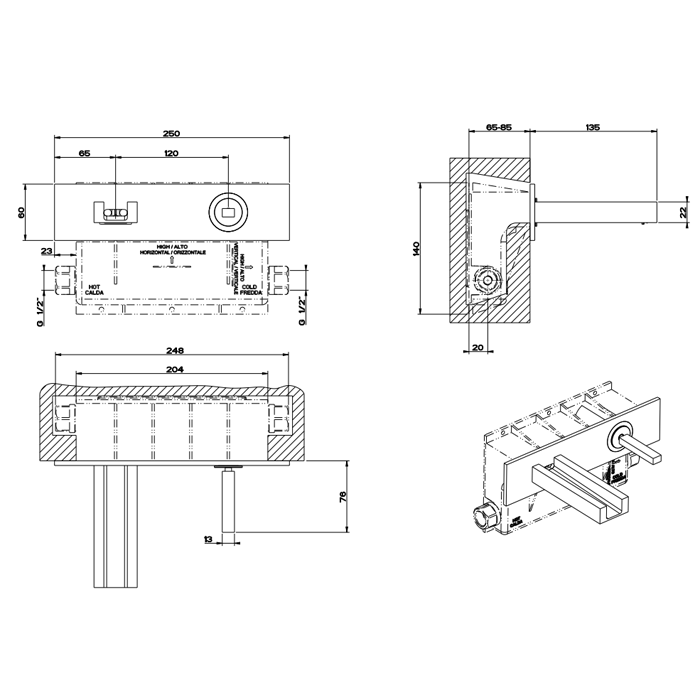 Смеситель для раковины Gessi Rettangolo J 30988#031, хром