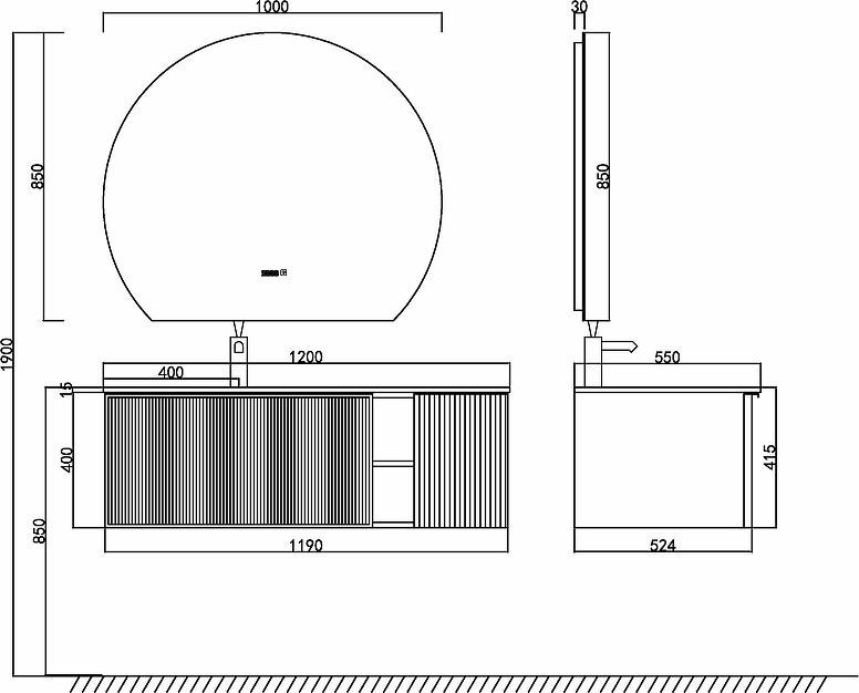 Тумба с раковиной Orans BC-9013-1200L 120 90131200L левая, синий