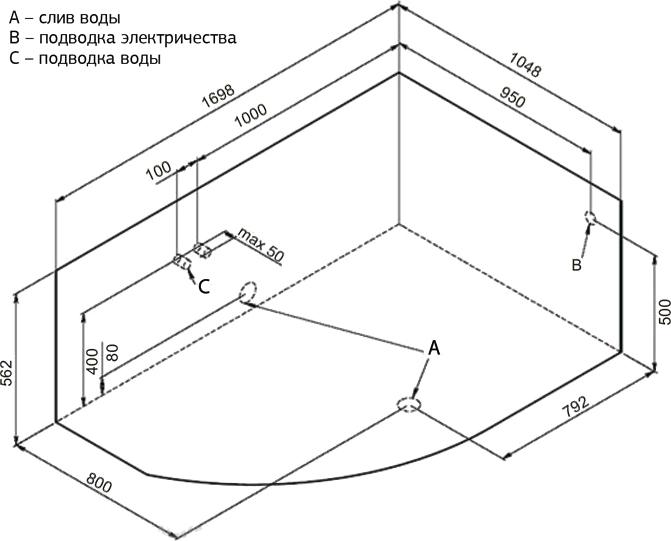 Акриловая ванна Aquanet Allento R 170х105 00205224