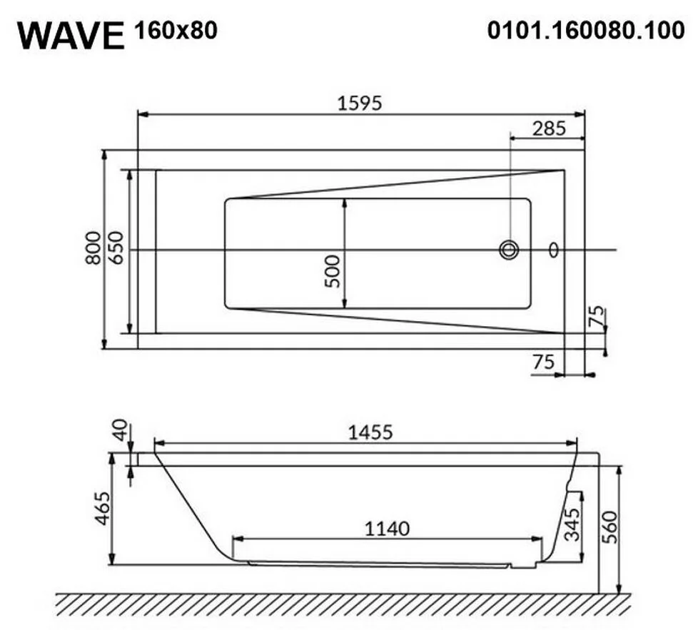 Акриловая ванна Whitecross Wave 0101.160080.100.ULTRANANO.GL золото, белый