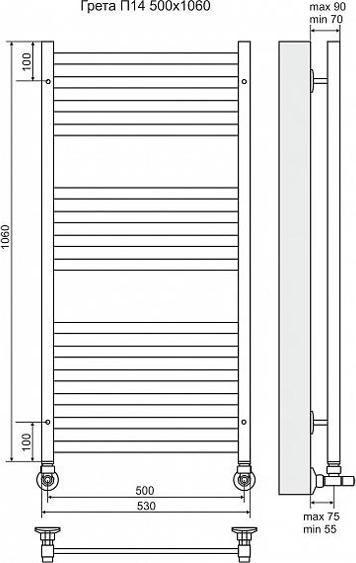 Полотенцесушитель водяной Terminus Грета П14 500x1060