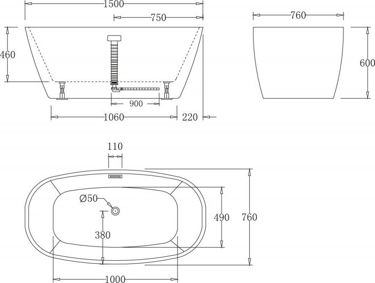 Акриловая ванна BelBagno 150х76 BB72-1500