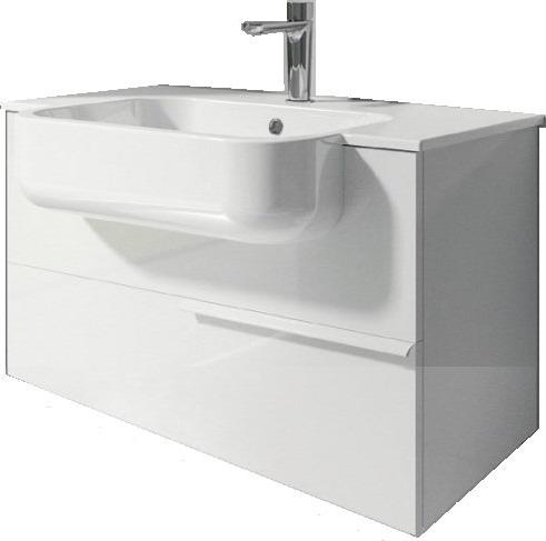 Тумба с раковиной Berloni Bagno Plana PNBSK11T/100/1 Hole 80, цвет белый глянцевый