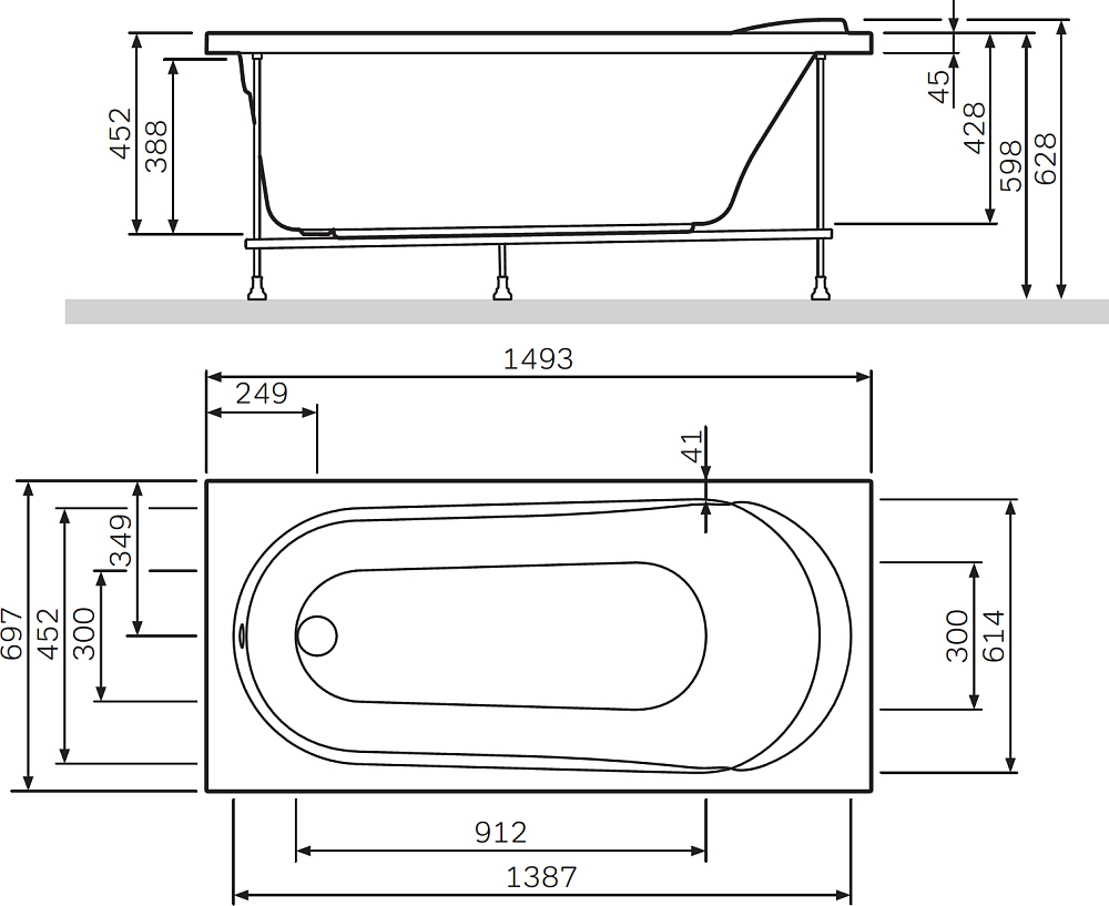 Акриловая ванна Am.Pm Joy 150х70 W85A-150-070W-A