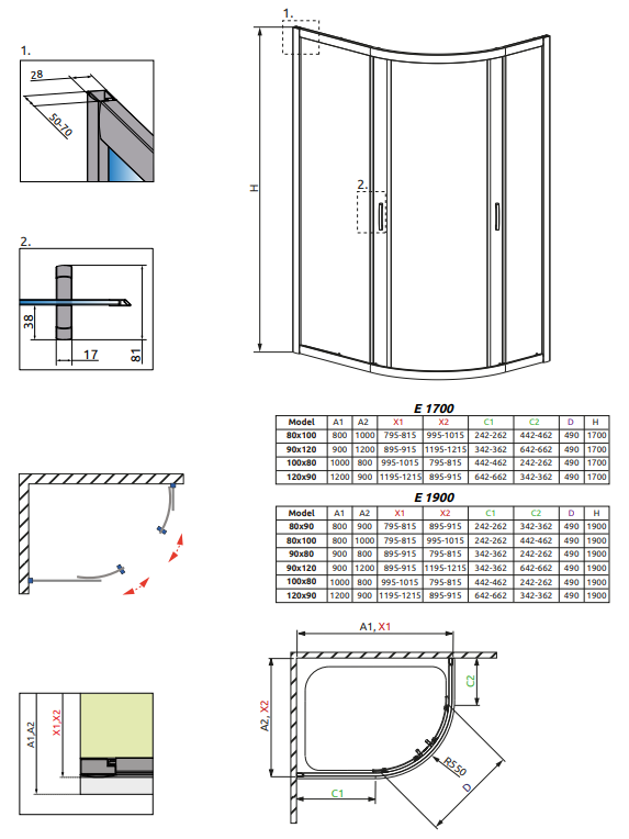 Душевой уголок 120х90 см Radaway Premium Plus E 120x90 30483-01-02N стекло матовое