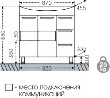 Мебель для ванной СанТа Турин 85 3 ящика