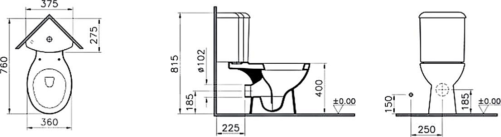 Унитаз-компакт VitrA Arkitekt 9754B003-7201 с сиденьем микролифт, белый