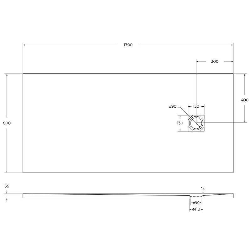 Душевой поддон из искусственного камня BelBagno TRAY-MR-UNO-AH-170/80-35-W-CR 170x80, белый