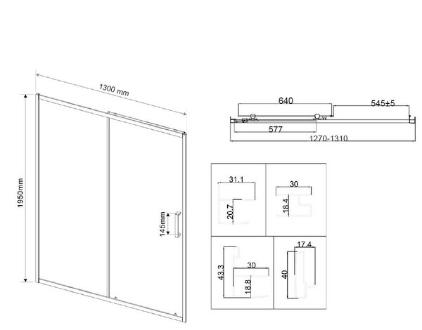 Душевая дверь Vincea City VDS-5CT130CLB 130x195 см, черный, стекло прозрачное