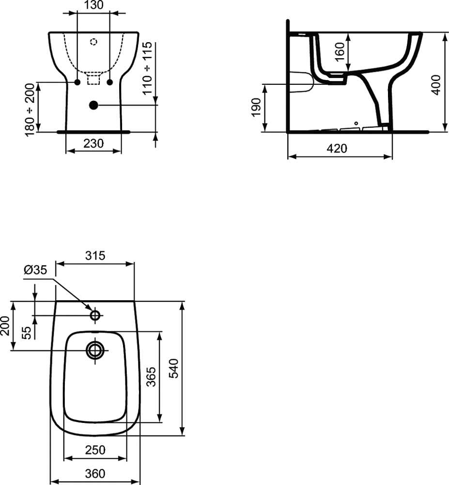 Напольное биде Ideal Standard Esedra T281301