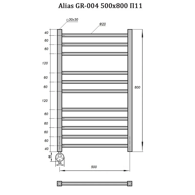 Полотенцесушитель электрический Grois Alias ca-00005314 белый