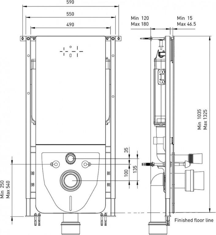 Инсталляция для унитаза Bocchi Target T02-2113B60 с клавишей смыва