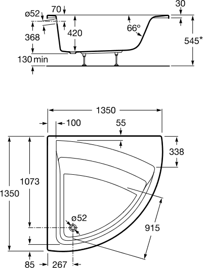 Акриловая ванна Roca Easy 135x135 248189000