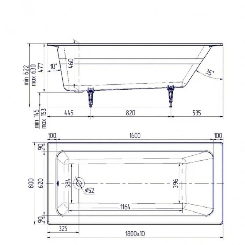 Чугунная ванна Delice Parallel 180х80 DLR220506R-AS белый