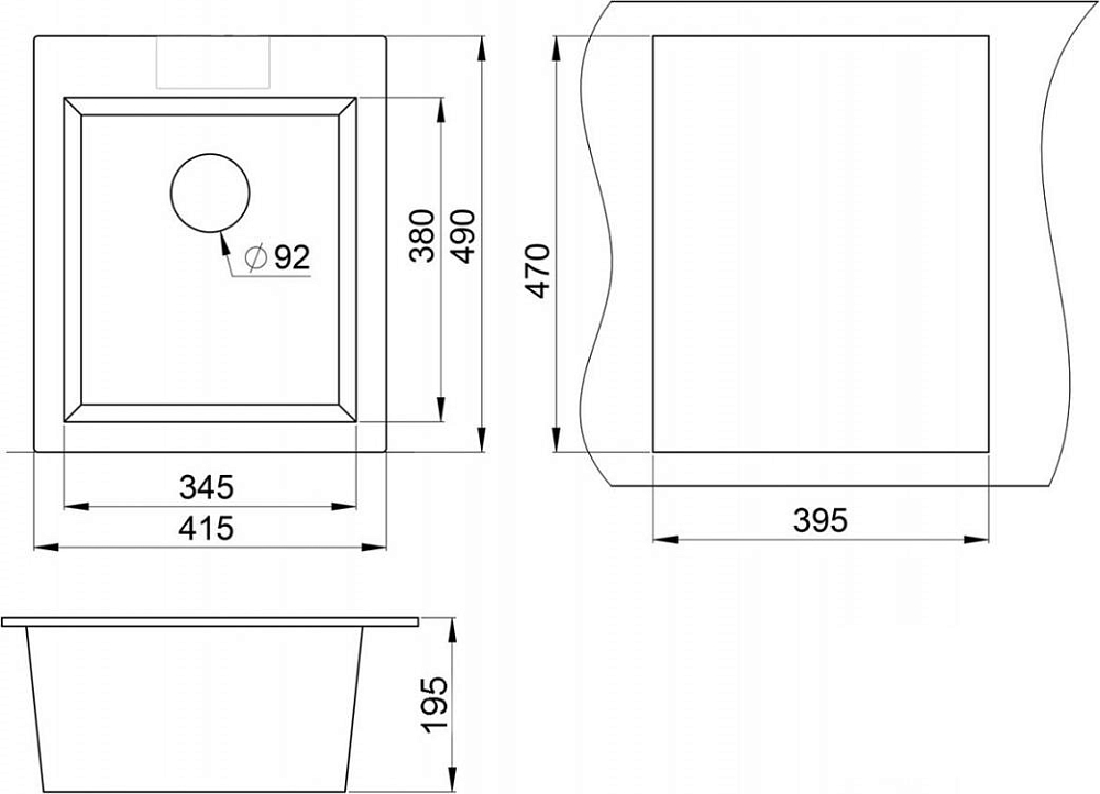 Кухонная мойка Emar EMQ-1415.Q Антрацит