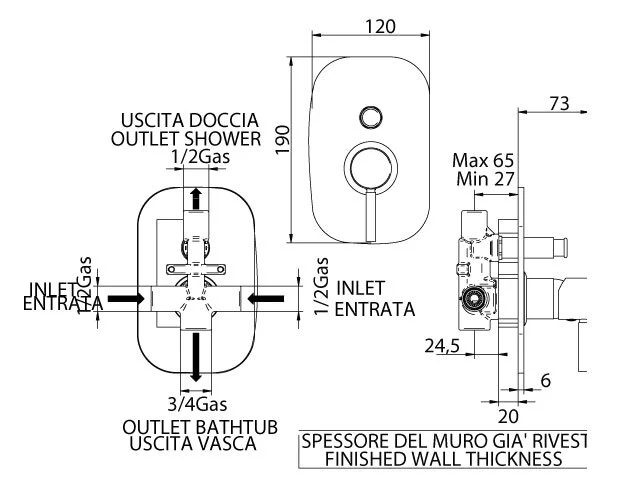 Смеситель для ванны с душем Bandini Free 164620PN00 хром