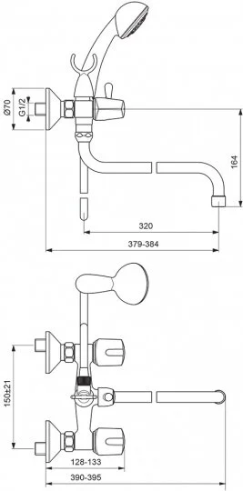 Смеситель для ванны с душем Vidima Flora BA143AA хром