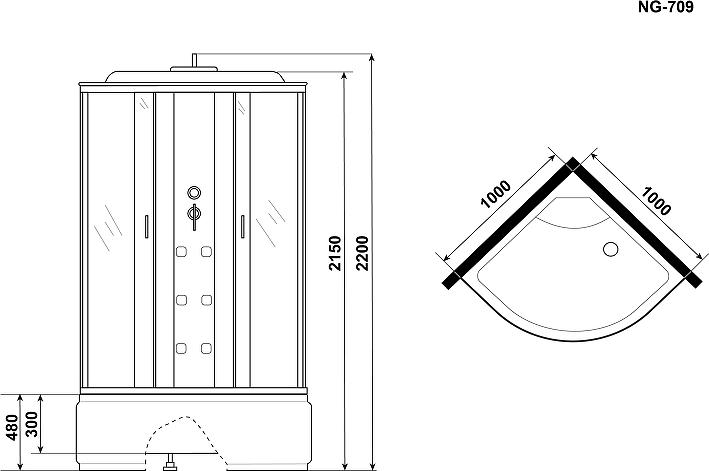 Душевая кабина Niagara Ultra 100x100 NG-709-01 7090164, профиль хром, стекло прозрачное