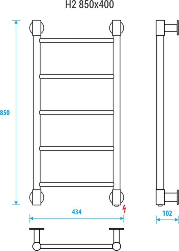 Полотенцесушитель электрический Energy H2 850x400, EETR0000H2854000000