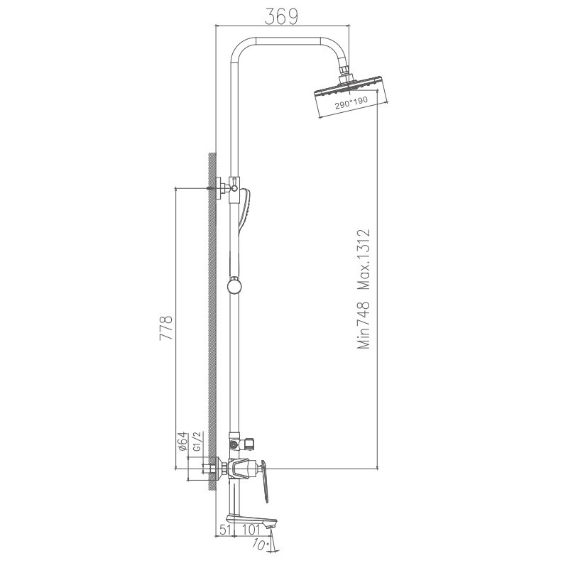 Душевая система Haiba HB24548-7 черный