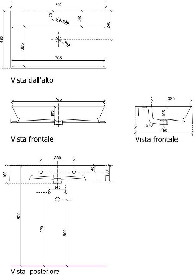 Раковина 80 см Galassia Design 6101