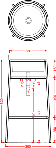 Консоль для раковины 36 см ArtCeram Fuori Scala ACA054 17, черный матовый