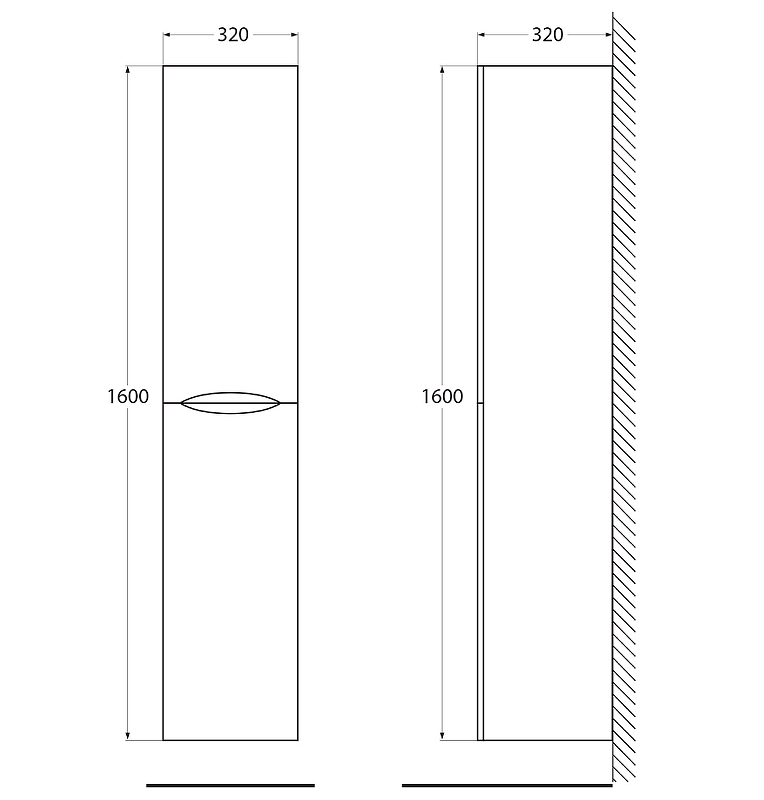 Шкаф-пенал BelBagno Acqua ACQUA-1600-2A-SC-RR-P 32 см, Rovere Rustico