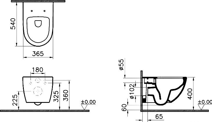 Подвесной унитаз VitrA Sento 7748B003-0075 безободковый, белый