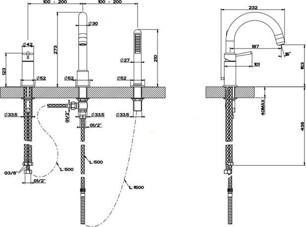 Смеситель на борт ванны Gessi Goccia 33637#031, хром