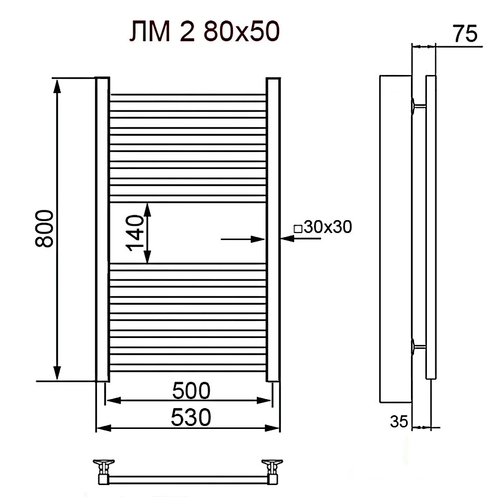 Полотенцесушитель водяной Ника Modern ЛМ 2 80/50 бел мат белый