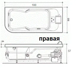 Акриловая ванна Jacuzzi Aquasoul Lounge 9443-565A Dx/9F23-5028 белый