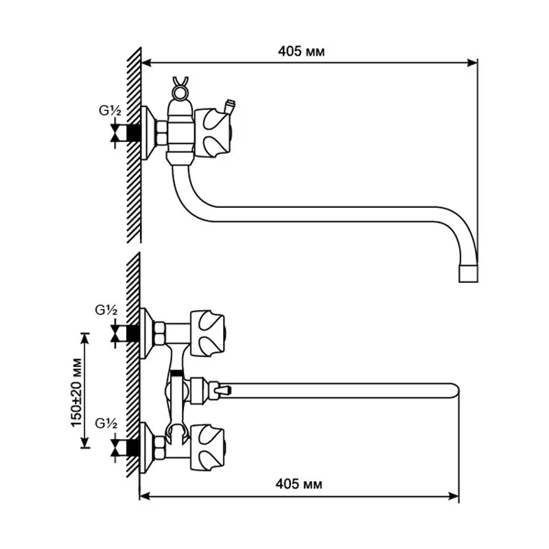 Смеситель для ванны с душем Mixline ML01 ML01-02 хром