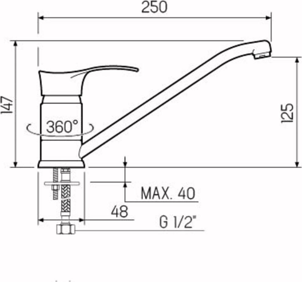 Смеситель для кухни РМС SL86-004-25, хром