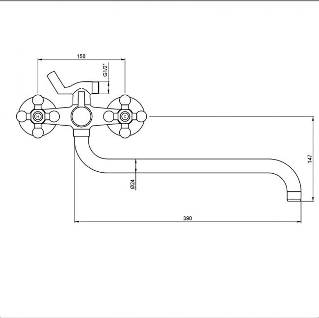 Смеситель KAISER Carlson Lux 11056К для ванны с душем