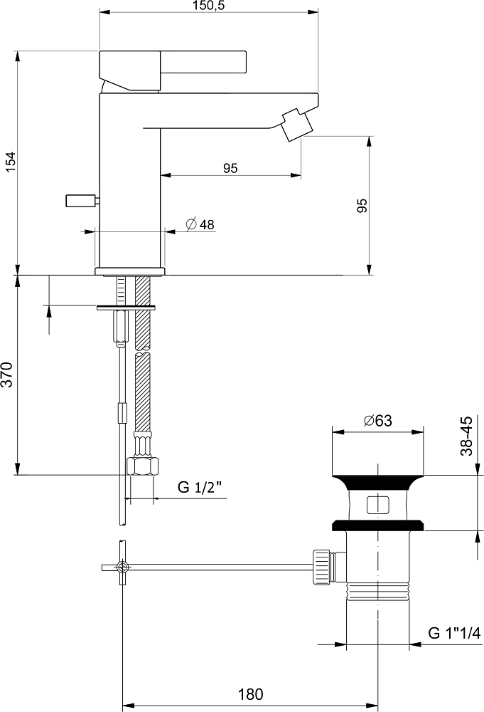 Смеситель Webert DoReMi DR840102015 для биде хром