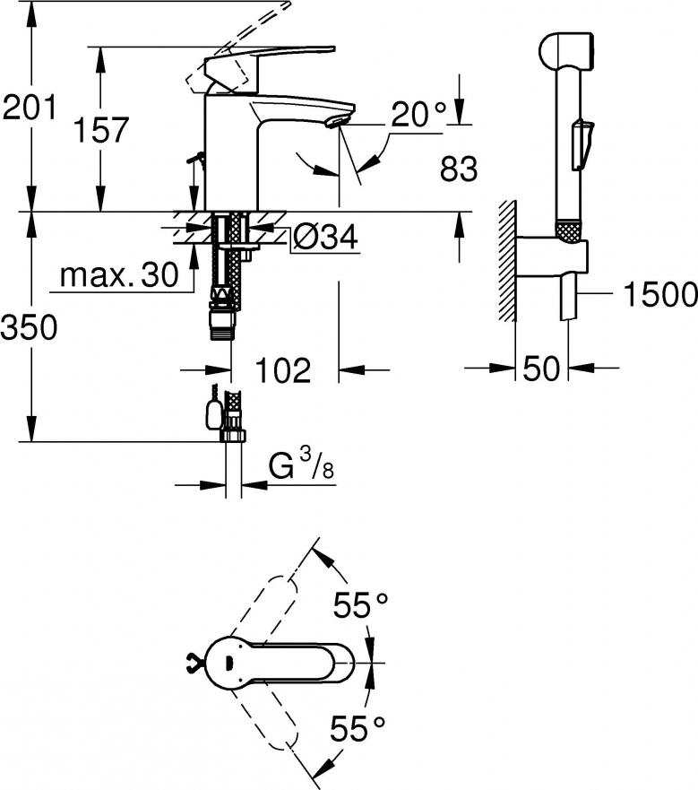 Смеситель для раковины Grohe Eurostyle Cosmopolitan 23549000