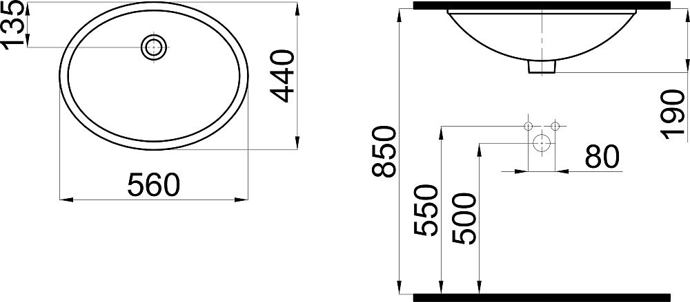 Раковина STWORKI 56 K0001-0566 встраиваемая