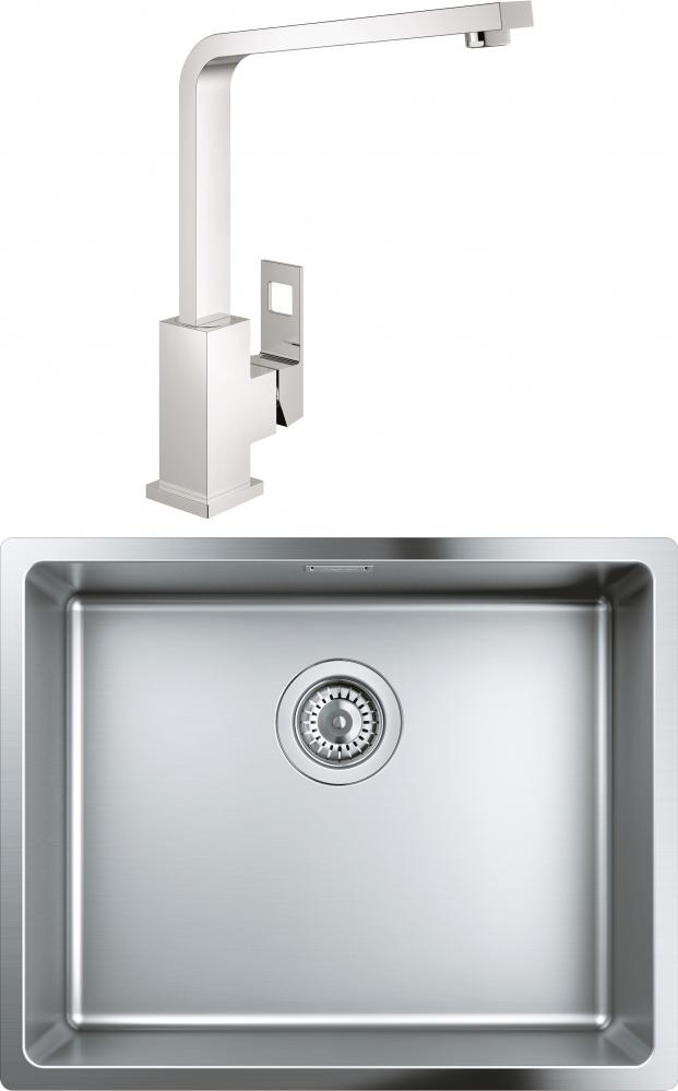 Комплект Кухонная мойка Grohe K700U 31574SD0 + Смеситель Grohe Eurocube 31255000 для кухонной мойки