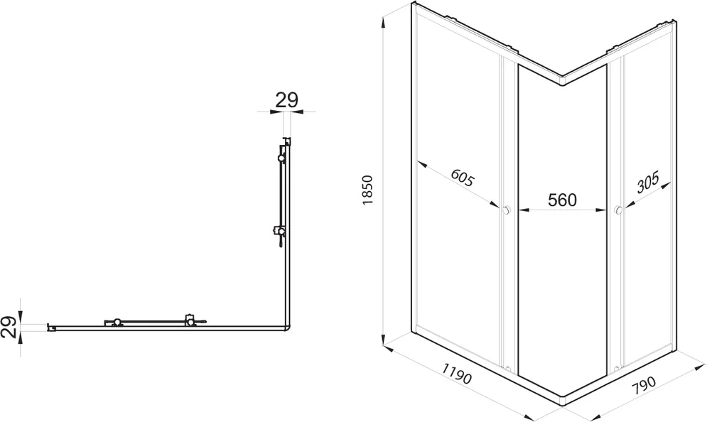 Душевой уголок Triton Вента-Блэк 120x80 Щ0000054478, профиль черный, стекло прозрачное