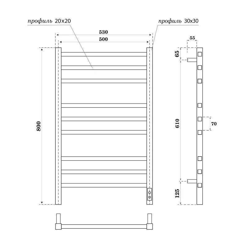 Полотенцесушитель электрический Point Вега PN71858GB серый