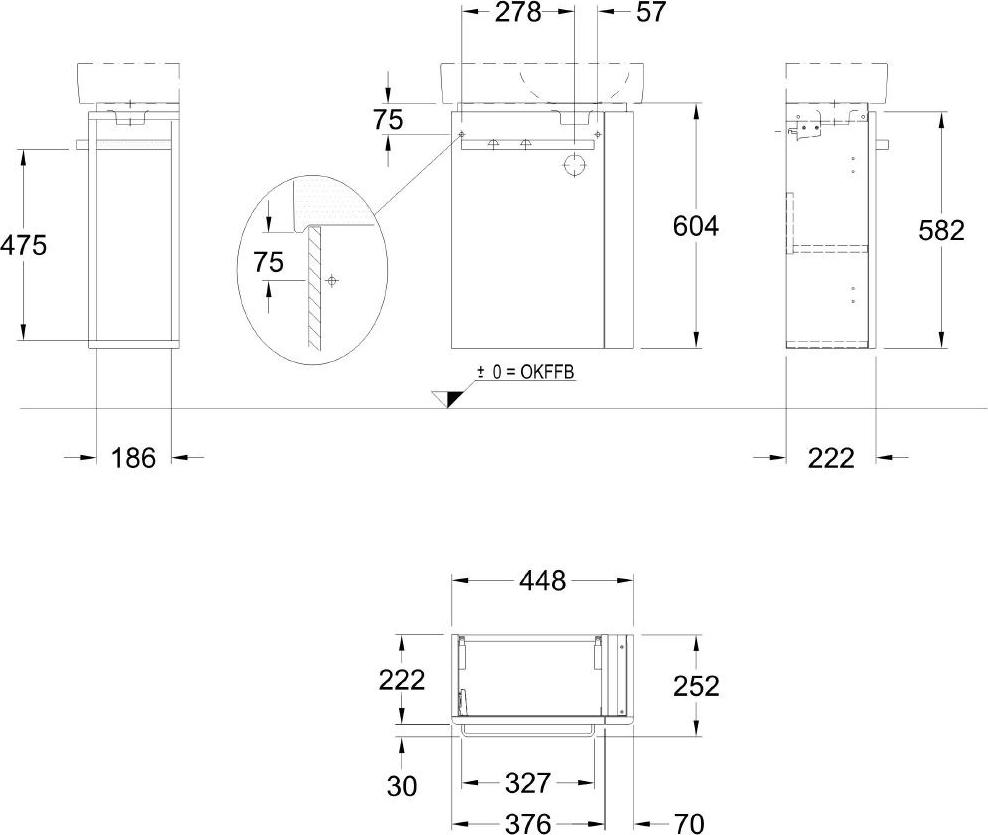 Тумба под раковину 45 см Geberit Renova Compact 862050000, белый