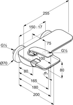 Смеситель для ванны и душа Kludi Balance 524458775, чёрный