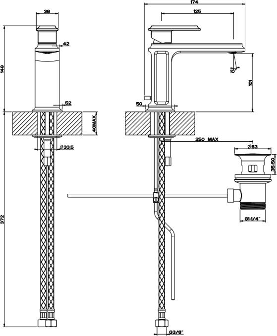 Смеситель для раковины Gessi Eleganza 46001#706, черный металлик