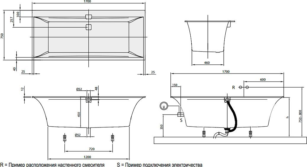 Акриловая ванна Villeroy & Boch Squaro Edge 12 170х75 UBQ170SQE2DV-01 alpin