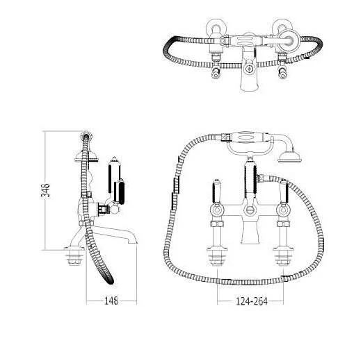 Смеситель для ванны с душем Devon&Devon Dandy MARF40BNKS хром, белый