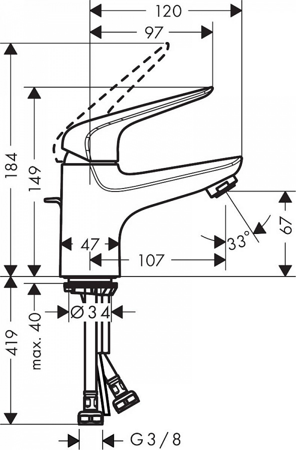 Смеситель для раковины Hansgrohe Novus 71024000, хром