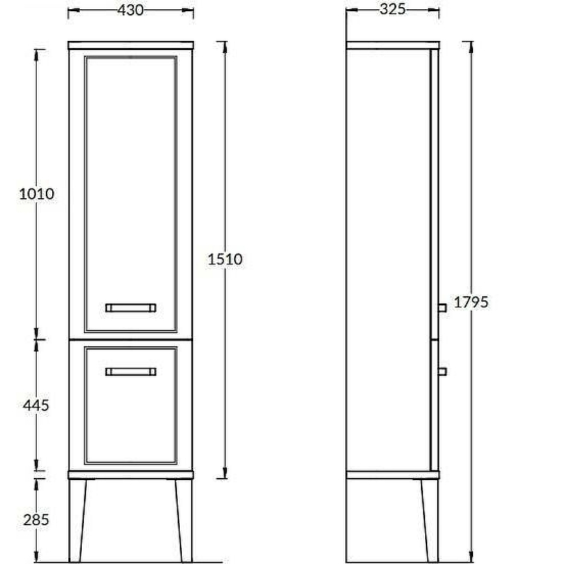 Шкаф пенал Kerama Marazzi Pompei 43 PO.N.150\WHT, белый глянцевый