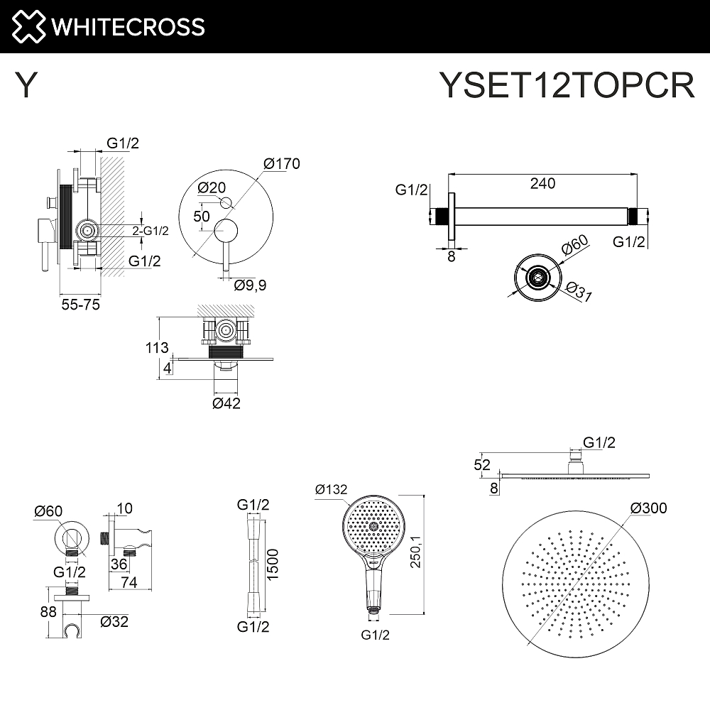 Душевая система Whitecross Y YSET12TOPCR хром